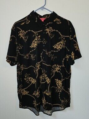 Guess Black and Gold Short Sleeve Men's Casual Button Up XL